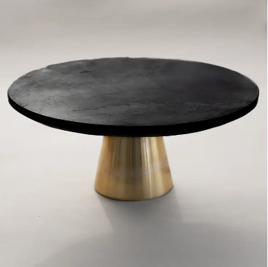 Black Marble Cake Stand w/Gold Base