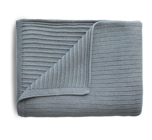 Mushie Knitted Ribbed Baby Blanket - Smoke