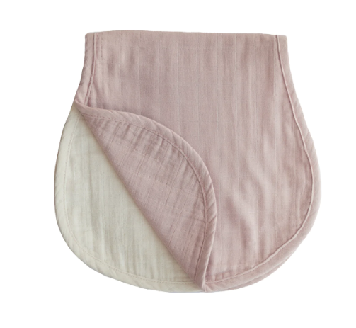 Mushie Muslin Burp Cloth Organic Cotton 2pk - Blush/Fog