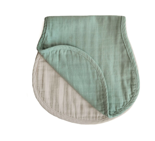 Mushie Muslin Burp Cloth Organic Cotton 2pk - Roman Green/Fog