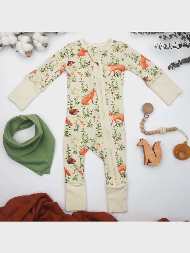 Organic Cotton Baby Pjs 2-Way Zipper Sleeper, Elm | 0-3M