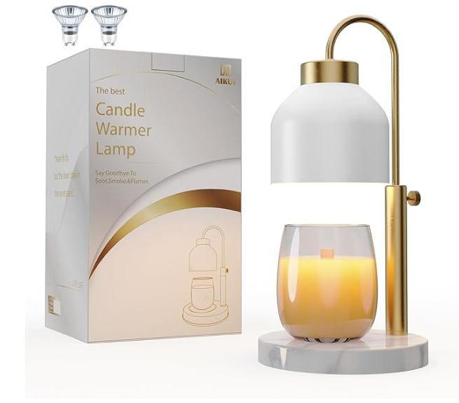 White & Gold Candle Warmer w/Two Bulbs