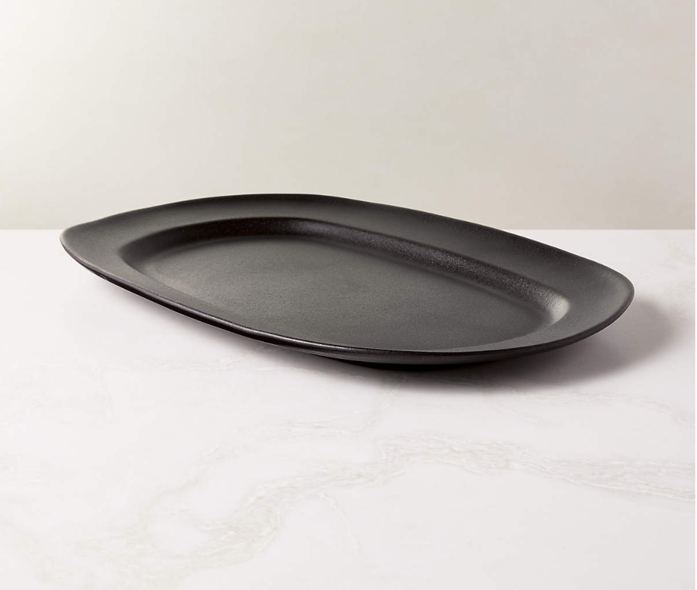 CB2 Sculpt Black Platter