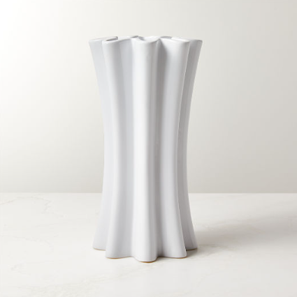 CB2 Vix Fluted White Ceramic Vase