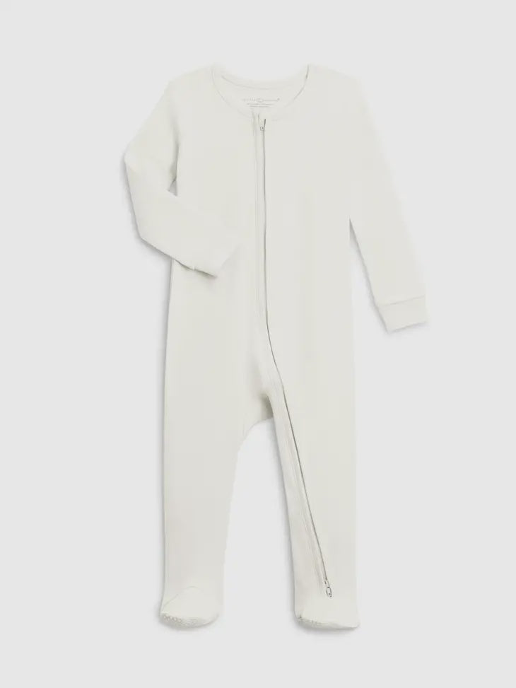 Organic Baby Peyton Zipper Sleeper - Ivory 0-3m