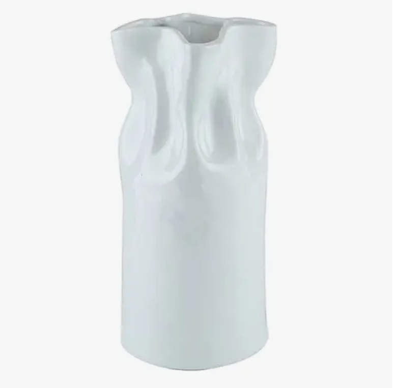 Cinched White Ceramic Vase