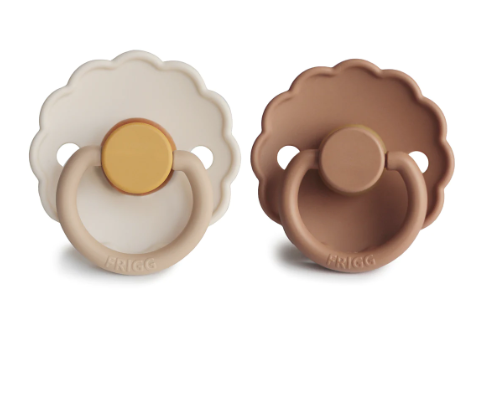 FRIGG Daisy Natural Rubber Pacifier Chamomile/Peach Bronze 2pk - 0-6 Months