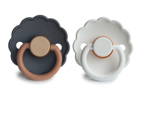 FRIGG Daisy Natural Rubber Pacifier Aurora/Bright White 2pk - 0-6 Months