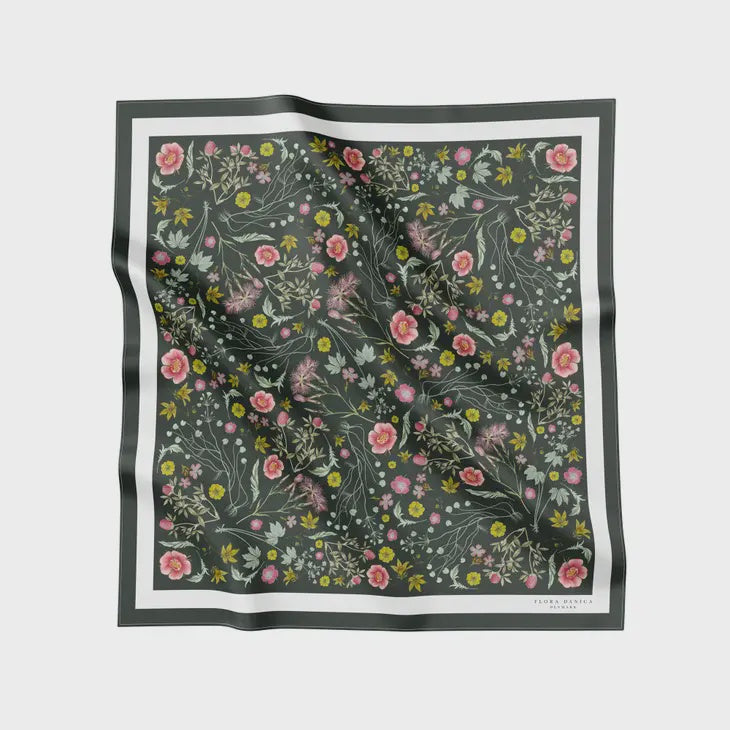 Charcoal Garden silk scarf |90x90