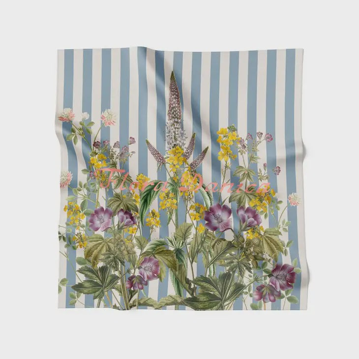 Striped Flower Meadow silk scarf | 53x53