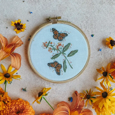 Embroidery Kit - Monarchs & Milkweeds