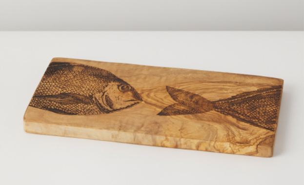 Fish Motif Cheese Board - 12"x 6"