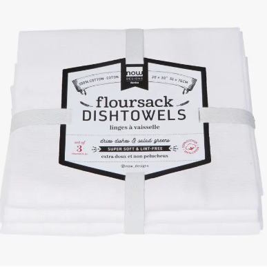 Floursack Dishtowels -  Set of 3 White