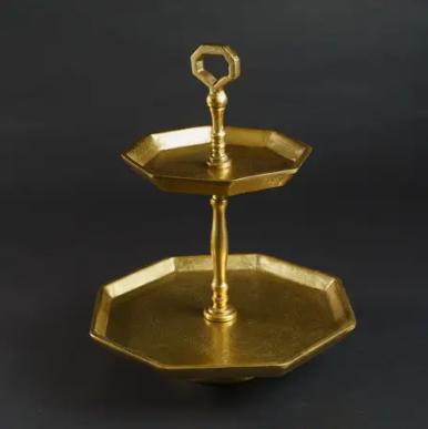 Gold Octagonal 2-Tier Stand