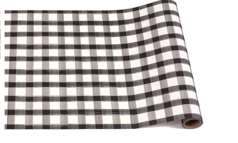 Hester & Cook Black Painted Check Runner - 20"x 25'