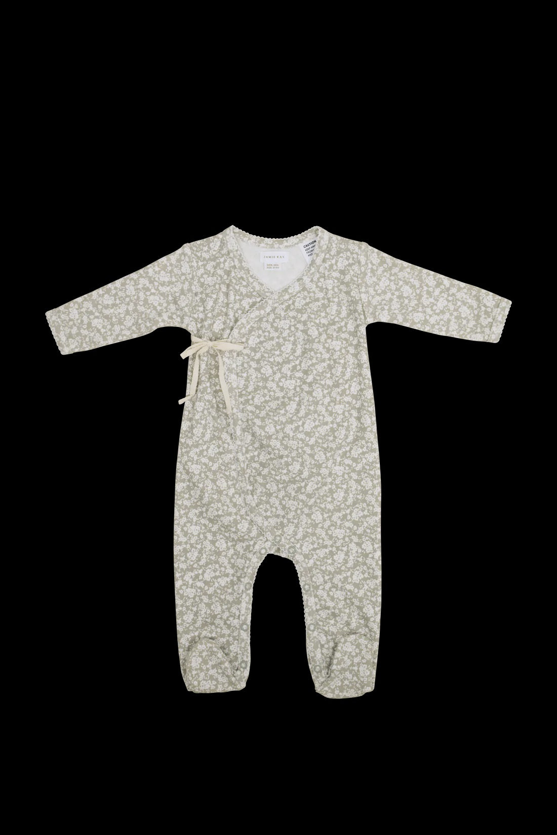 Organic Cotton Wrap Onepiece - Sadie Floral Mist - 1YR