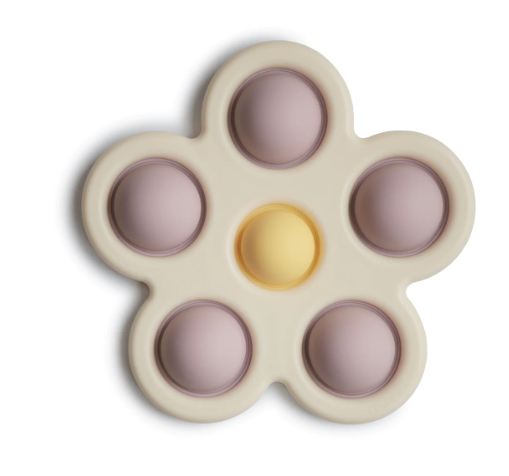 Mushie Flower Press Toy - Soft Lilac/Daffodil/Ivory