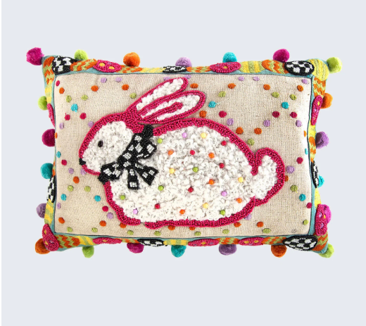 MacKenzie Childs Dotty Bunny Pillow - 14"x 9"