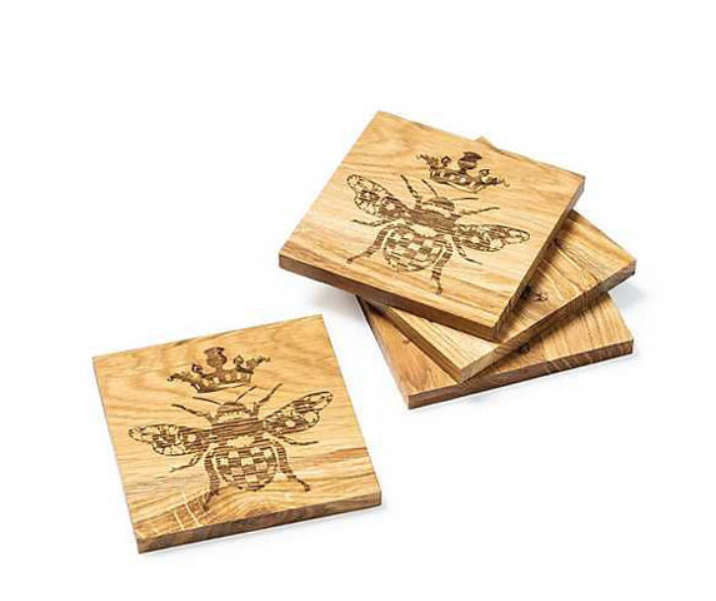 MacKenzie-Childs Queen Bee Wooden Coasters - Set of 4