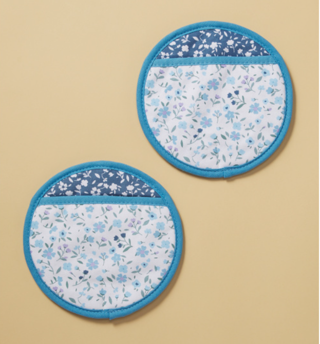 Martha Stewart Pot Holders - Set of 2 - Blue Floral