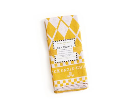 MacKenzie-Childs Yellow Argyle Dish Towels - Set of 3