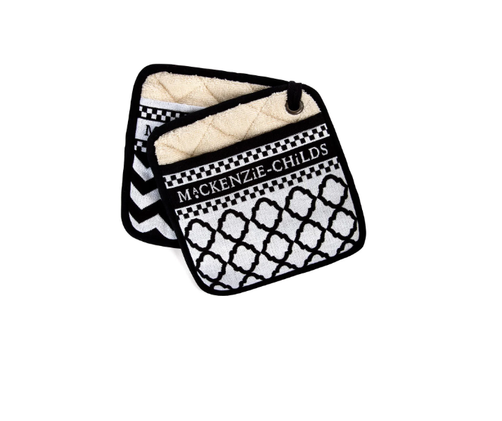 MacKenzie-Childs Black & White Zig Zag Potholders - Set of 2