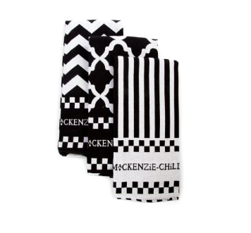 MacKenzie-Childs Black & White Zig Zag Dish Towels - Set of 3