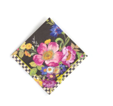 MacKenzie-Childs Black Flower Market Paper Cocktail Napkins - 20ct