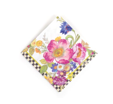 MacKenzie-Childs White Flower Market Paper Cocktail Napkins - 20ct