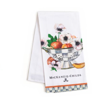 MacKenzie-Childs Peaches & Anemones in Colander Dish Towel