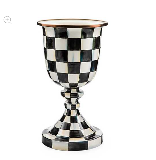 MacKenzie Childs Courtly Check Pedestal Vase