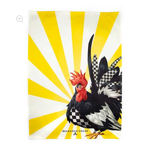 MacKenzie Childs Sunrise Rooster Dish Towel