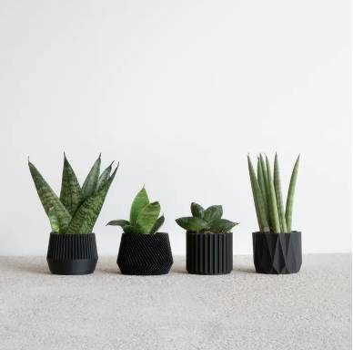 Oslo Origami Kobe Stockholm Set of 4 Indoor Planters - Black