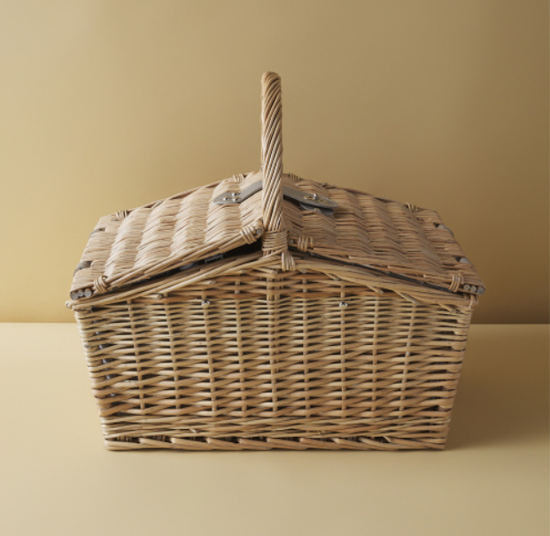 Wicker Picnic Basket for 2 - 17 piece set