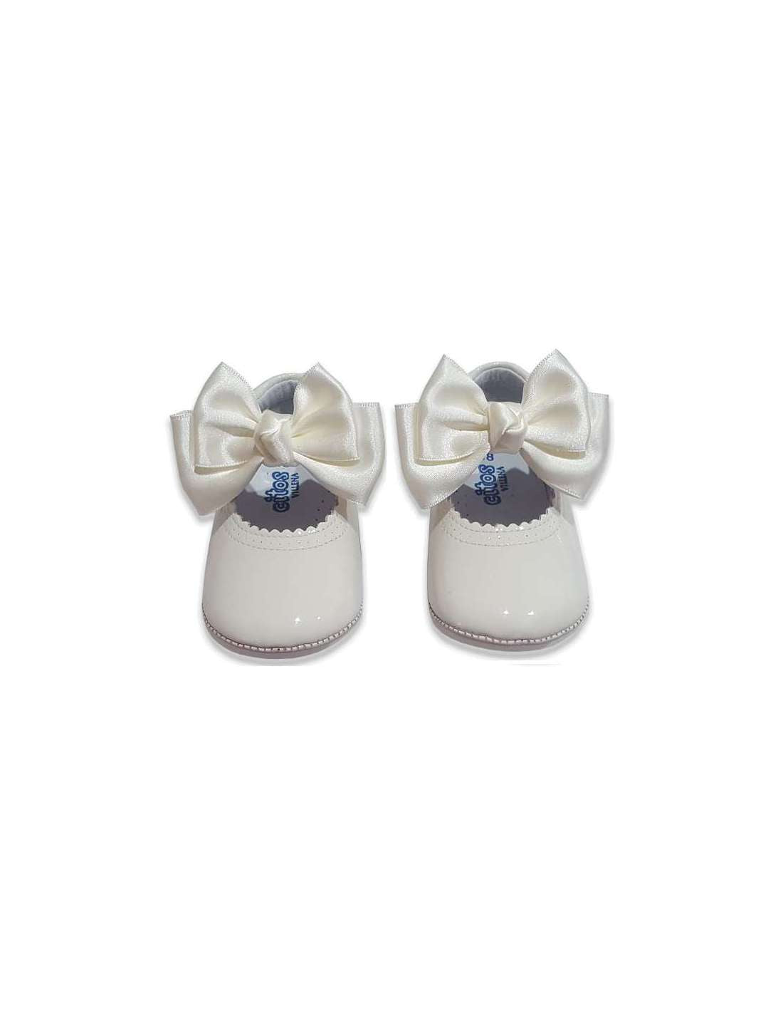 PRAM SHOES IN PATENT BUTTERFLY BOW CITOS 712 BEIG (size 16)