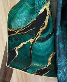 Teal & Gold Marbled Scarf