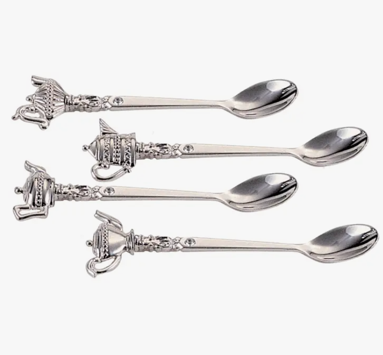 Silver Teapot Tea Spoons - Set of 4