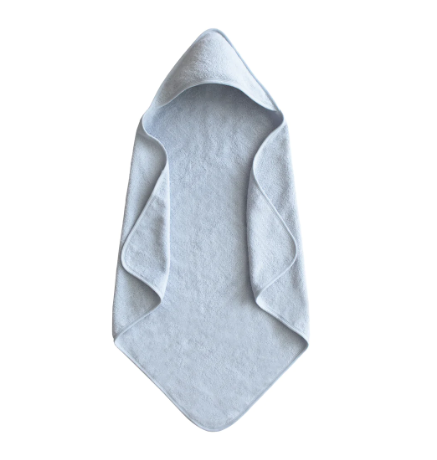 Mushie Organic Cotton Baby Hooded Towel - Baby Blue