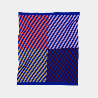 Verloop Knits Quattro Stripe Knit Throw - Cobalt