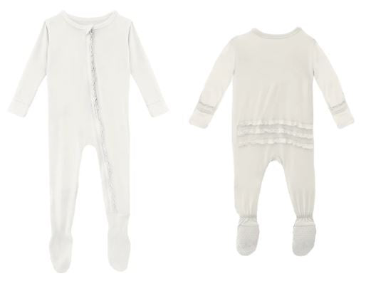 Kickee Pants White Ruffle, 3-6m