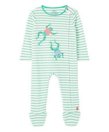 Joules Green stripe Frog Sleeper, newborn